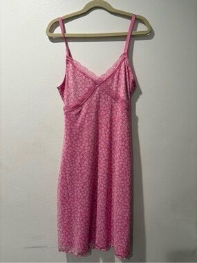 Pink Floral Lace-Trim Slip Dress NWOT